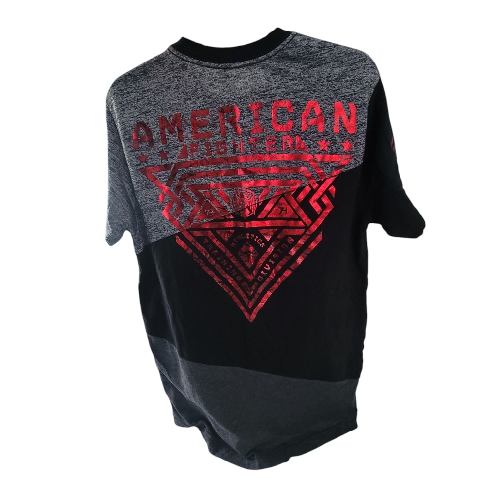 American Fighter Sz Med Men's Gray and Black T-Shirt Read Post - Picture 2 of 5